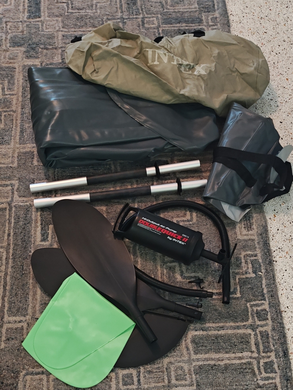 Intex Inflatable Kayak Accessories Set - Olive & Black Nwot